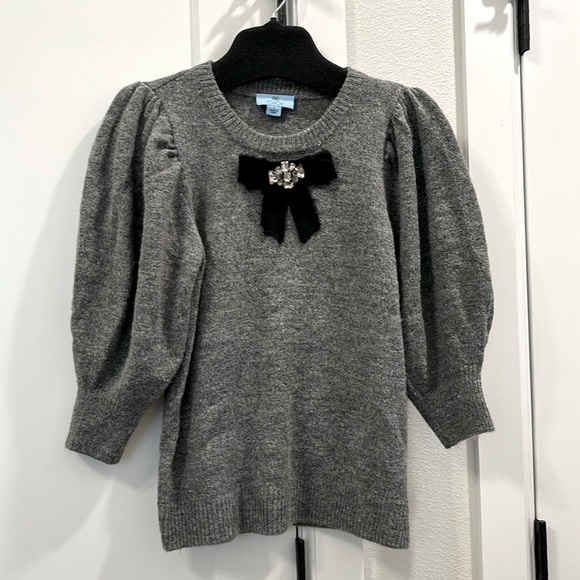 CeCe Sweaters - CECE GRAY PUFF SLEEVE SWEATER